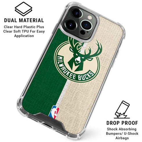 NBA Milwaukee Bucks Split Canvas iPhone 16 Pro Clear Case